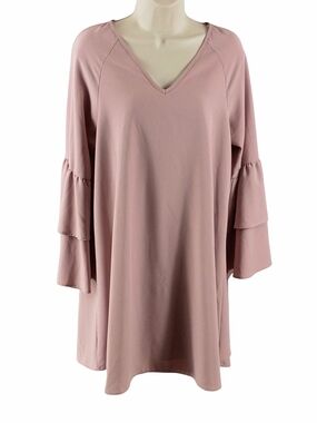 Altar'd State Dusty Rose V-Neck Ruffle Sleeve Dress
